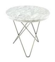 Tall Mini O Table, vit marmor/stainless 50 cm