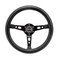 Sparco Targa 350, Black Leather, Black Spokes, 39 mm