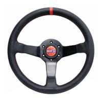 Sparco Champion 330 mm, Black Leather, Black Spokes, 65 mm
