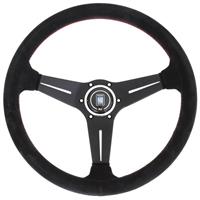 Nardi Deep Corn, Suede, Black Spokes, Red Stitching, 75 mm Dish, Ø35 cm