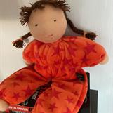 SÅLD! Stor orange kramdocka med bruna flätor - klicka för att se mer!