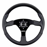 Sparco L505 Flat, Black Leather, Black Spokes