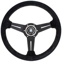 Nardi Classic ND33, Suede, Black Spokes, Black Stitching, 40 mm Dish