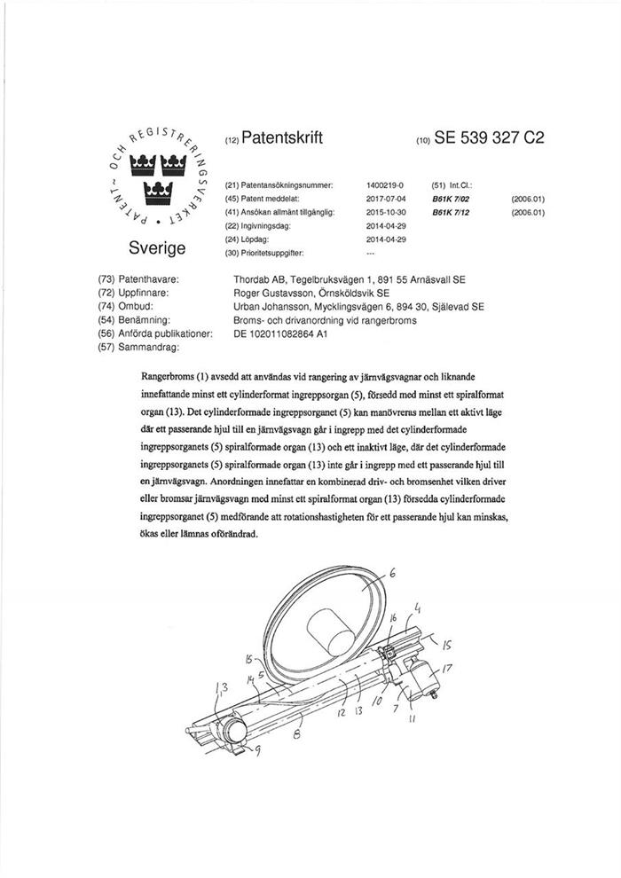 Nytt svenskt patent beviljat