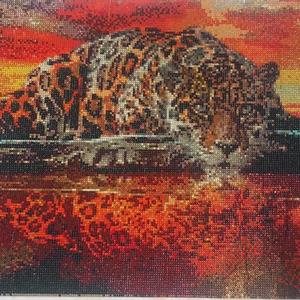 Diamond Painting, Leopard v/vann 50*40cm GLITTER