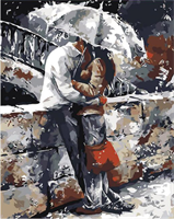 NB! SE BESKRIVELSE - Mal etter nummer, Par under paraply 40*50cm (YC2226)