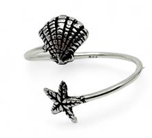 925 Silver - Ring size mix shell starfish (6 pack)