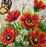 Ryepute, Valmuer og sommerfugl 43*43cm