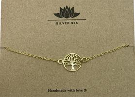 925 Silver - Armband Tree of Life guldpl. (2 pack)