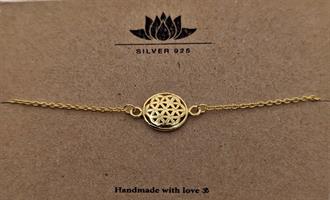 925 Silver - Armband Flower of Life guld (2p)