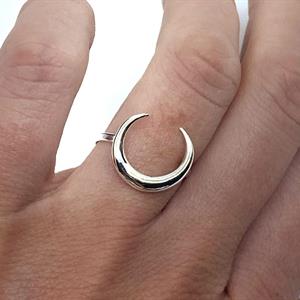 925 Silver -  Ring size mix halvmåne (6 pack)