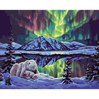 Mal etter nummer, Isbjørn i nordlys 50*40cm (YC2325)