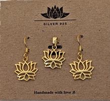 925 Silver - Set lotus guld (2 pack)
