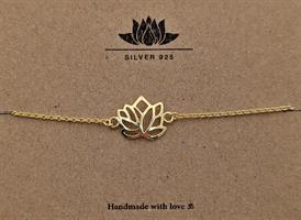 925 Silver - Armband lotus guld (2 pack)