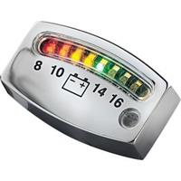 LED Battery Gauge - Chrome - 2" x 3/4" x 3/16"