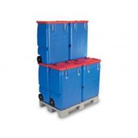 Avfallsbeholder "Servicebox" 170L m/hjul blå/rød