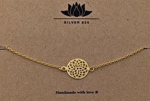 925 Silver - Armband Flower of Life guld (2p)