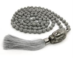 Halsband - Buddha träpärlor grå (6 pack)