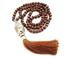 Halsband - Buddha träpärlor brun (6 pack)