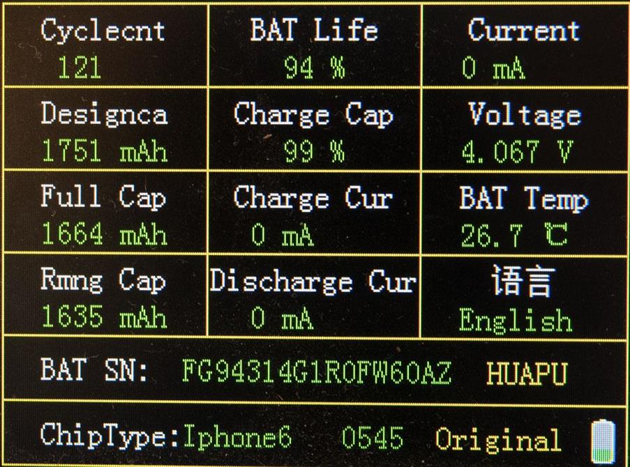 Batteri analyse av iPhone 6 batteri