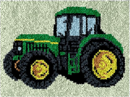 Ryeteppe /-bilde, Traktor grønn 52*38cm (ZD460)