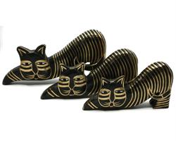 Bali - Set 3 katter guld/svart (12 pack)