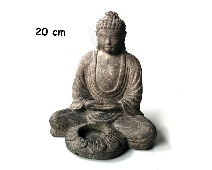 Buddha - Ljusstake grå 20cm (4 pack)