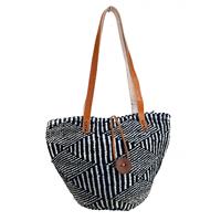 Sisal Väska med Läder Kenya bl. mönster (2 pack)