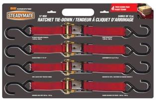 Steadymate 12' Ratchet Buckle Strap - Pack of 4