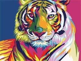 Diamond Painting, Fargerik Tiger 40*50cm GLITTER