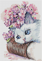 Diamond Painting, Katt m/blomster 35,4*50,6cm (D0761) FPK