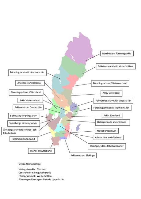 Regionala arkiv i Sverige - en kartbild
