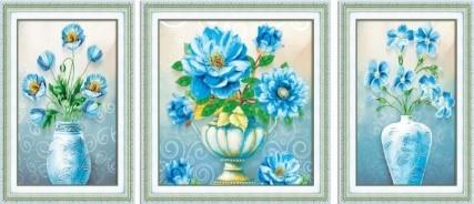 Diamond Painting, 3-delt Blomster i krukke 134*52cm (H0625) DPR