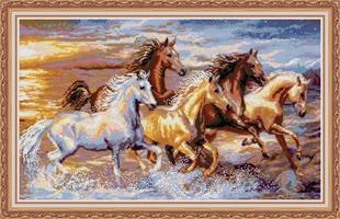 Diamond Painting, Villhester i galopp 81,9*51,5cm FPK