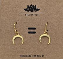 925 Silver -  Örhänge halvmåne guld (2 pack)
