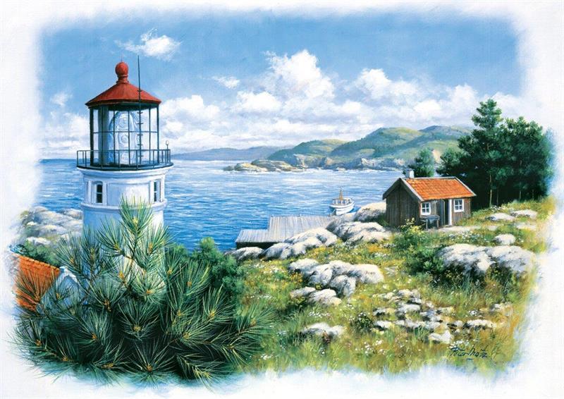 Puslespill Seafront Lighthouse, 500 brikker