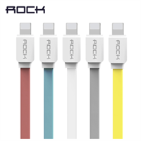 Rock Flat Lightning til USB Lade Kabel 1m - Grå