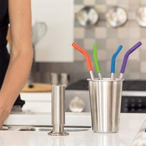 STRAWS STAINLESS STEEL - 4 PACK MULTI COLOUR