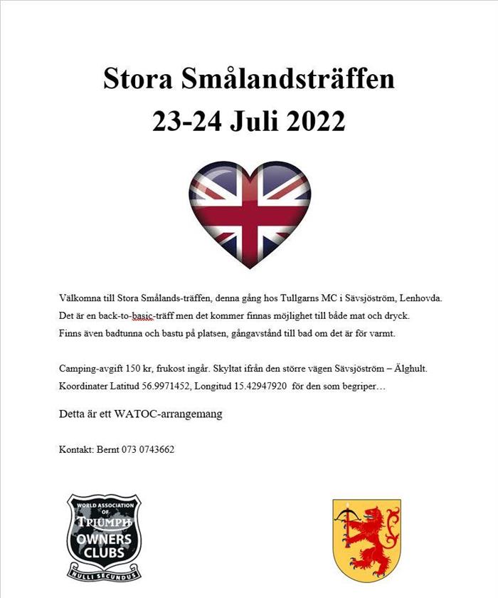 Stora Smålands-träffen, 23-24 Juli 2022