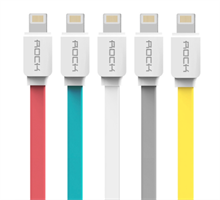 Rock Flat Lightning til USB Lade Kabel 1m - Hvit