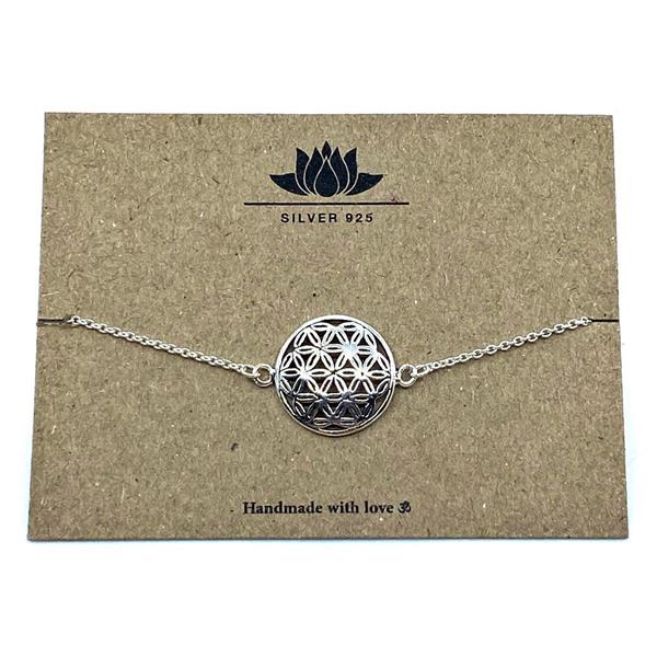 925 Silver - Armband Flower of Life stor (2 pack)