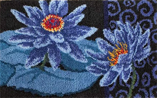 Ryeteppe /-bilde, Blå blomst 86*53cm (B0051)