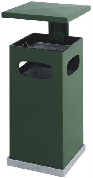 Avfallsbeholder i metall med askebeger ,70l, Grønn