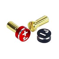 1up Racing LowPro Bullet Plugs W/ Grips - 5mm Red/