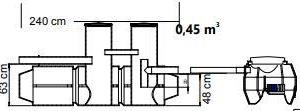 Dual sewage drainage system; Closed tank 5300 l / Precipitation tank 450 / BioBox XL