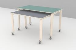 Mio 2 bord B80cm L 120cm +100cm H72+65cm silver