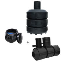 Dual sewage drainage system; Closed tank 5300 l / Precipitation tank 1300 / BioBox XL